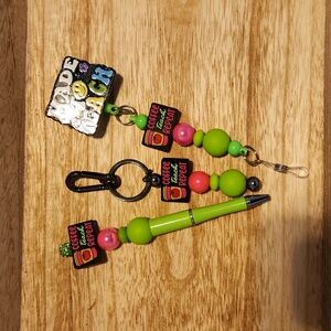 Handmade teacher's beaded pen set